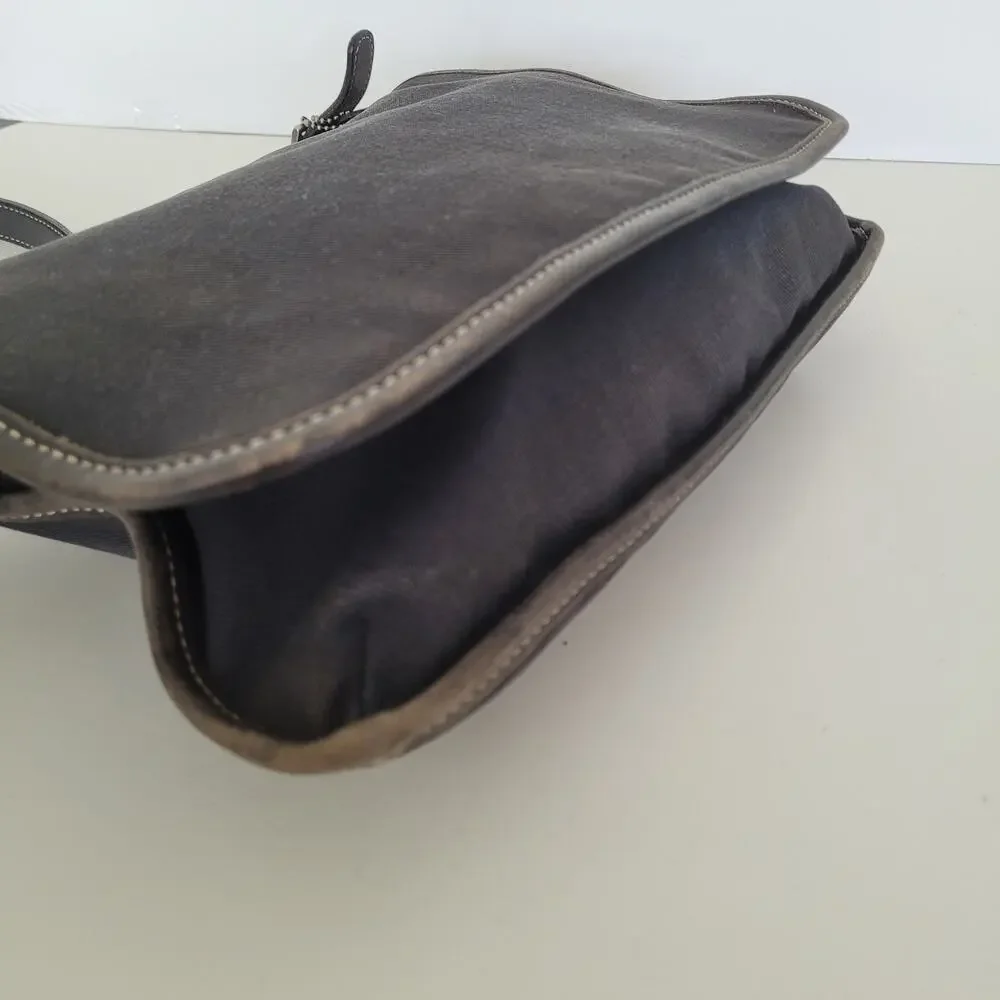 Coach Shoulder Bag, Canvas Denim Leather Black 8113 Rustic Flap‎ Medium Saddle